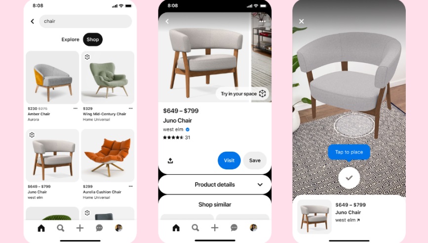 Pinterest adds new AR feature for home décor